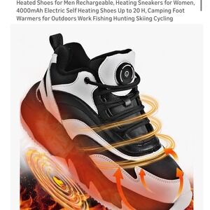 Heated Shoes Unisex Rechargeable Electric Heating Sneakers Grey Black W-9 M-8